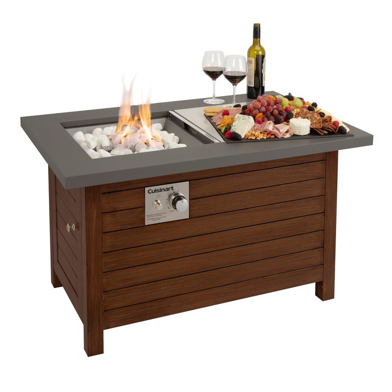 Cuisinart - Patio Fire Pit Table Woodgrain Metal