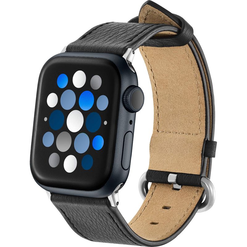 Insignia&trade; - Genuine Leather Band for Apple Watch 38mm, 40mm, 41mm, 42 mm Series 10, and SE - Black