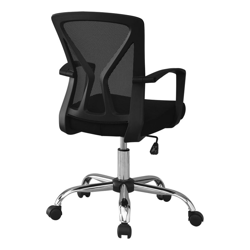 Office Chair/ Adjustable Height/ Swivel/ Ergonomic/ Armrests/ Computer Desk/ Work/ Metal/ Fabric/ Black/ Chrome/ Contemporary/ Modern