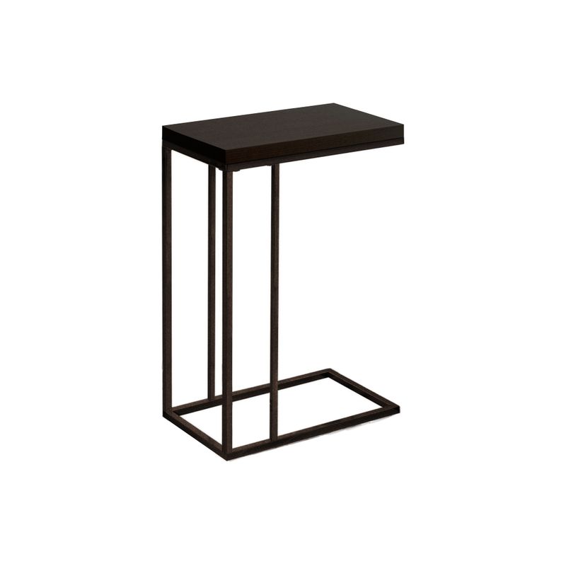 Accent Table/ C-shaped/ End/ Side/ Snack/ Living Room/ Bedroom/ Metal/ Laminate/ Brown/ Contemporary/ Modern