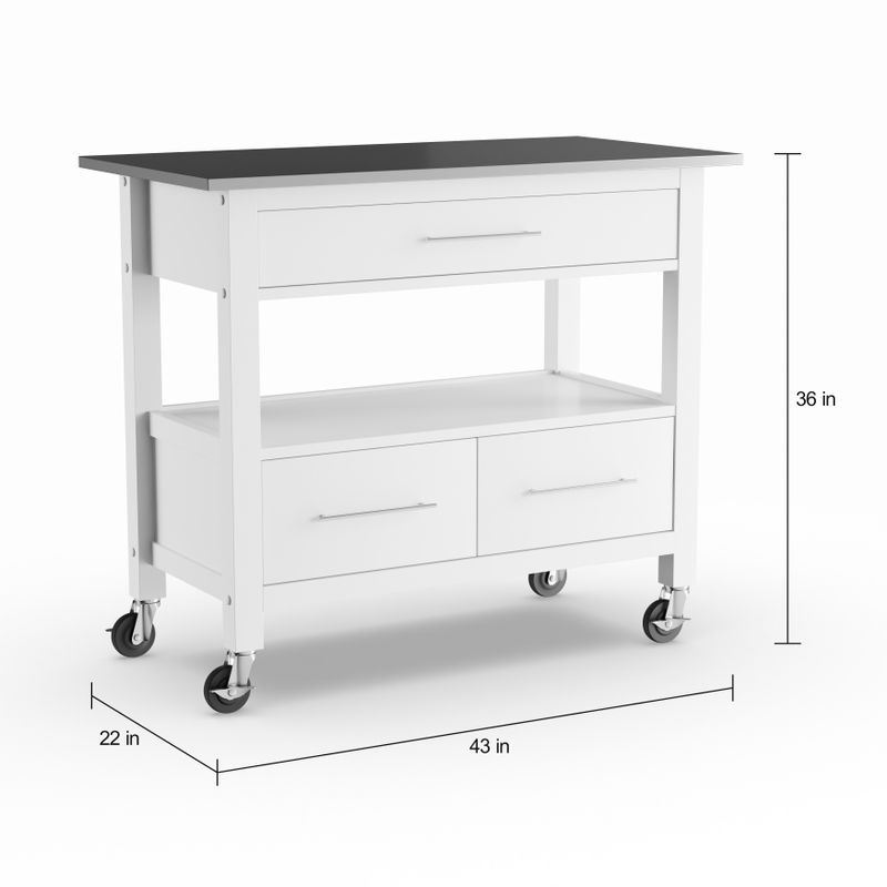 ACME Ottawa Kitchen Cart, Stainless Steel & White