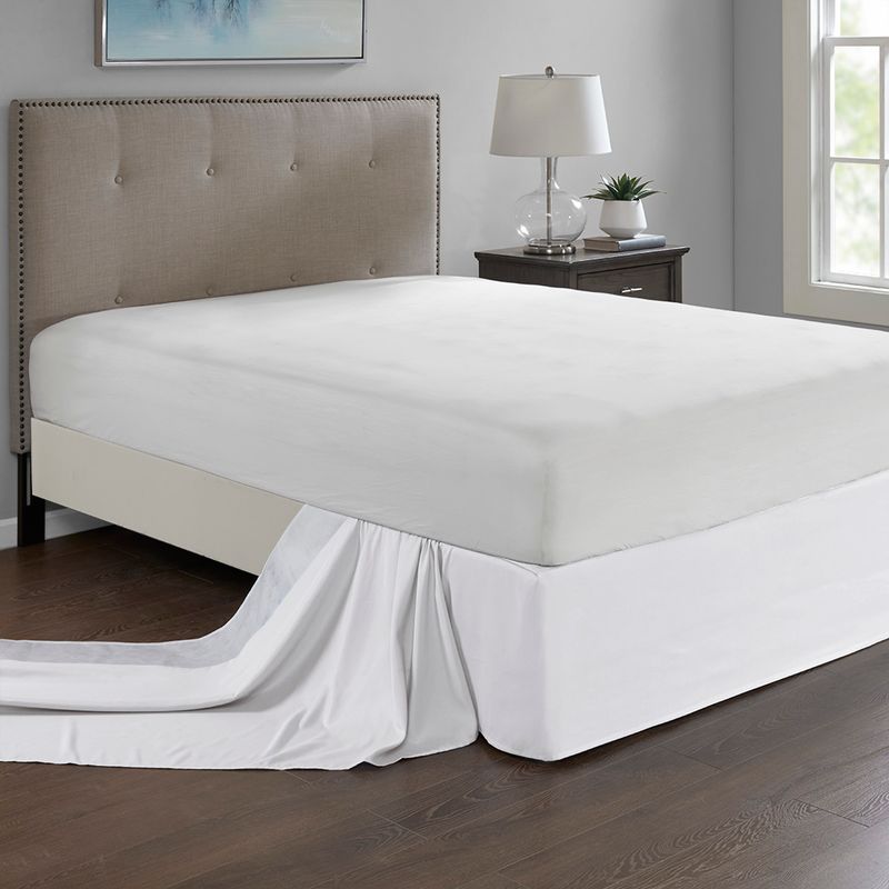 White Simple Fit Wrap Around Adjustable Bedskirt One Size