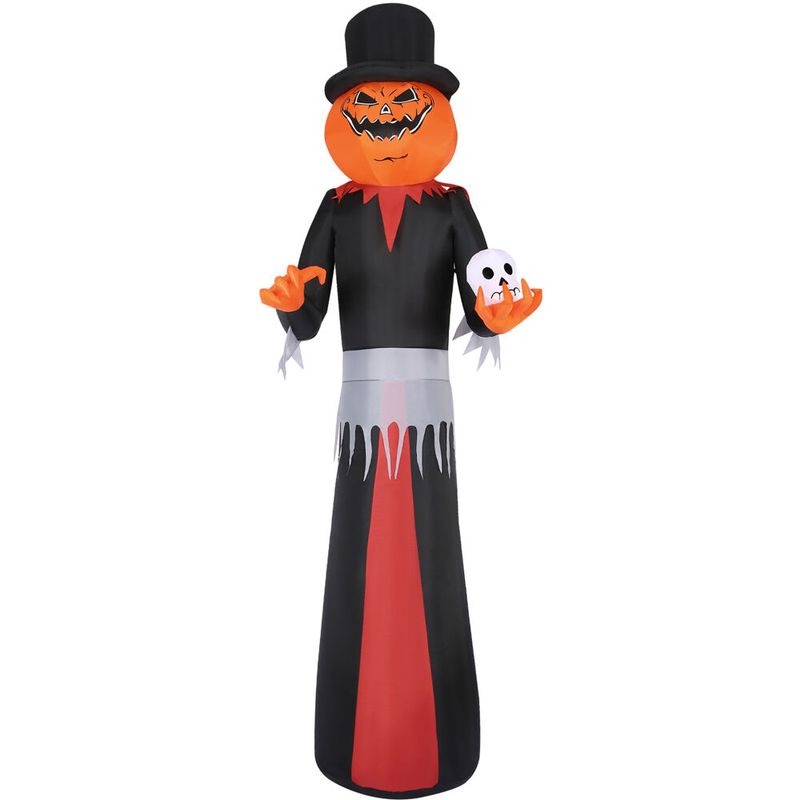 12-Ft. Tall Pre-lit Inflatable Jack-O-Lantern Man with Top Hat and Skull