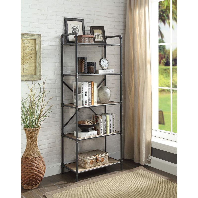 ACME Itzel Bookshelf, Antique Oak & Sandy Gray