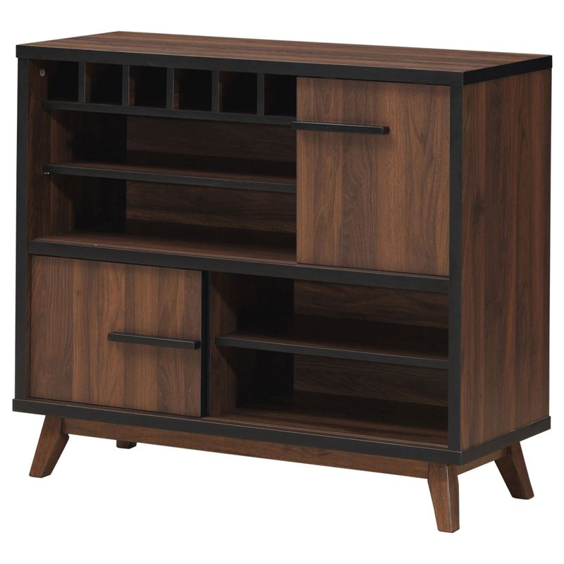 Ezekiel Wine Cabinet with 2 Sliding Doors Walnut and Black