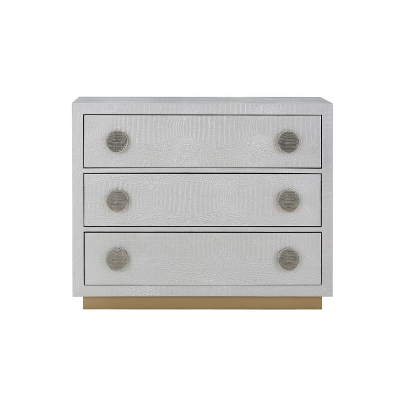 ACME Anpu Console Cabinet, Silver Faux Crocodile Skin Finish