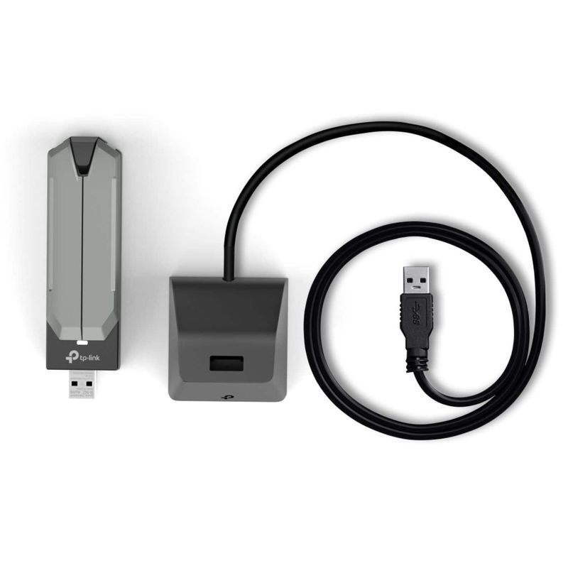 TP-Link - BE6500 Tri-Band Wi-Fi 7 Lightning-Fast High Gain Wireless USB Adapter for Boosted Range - Black