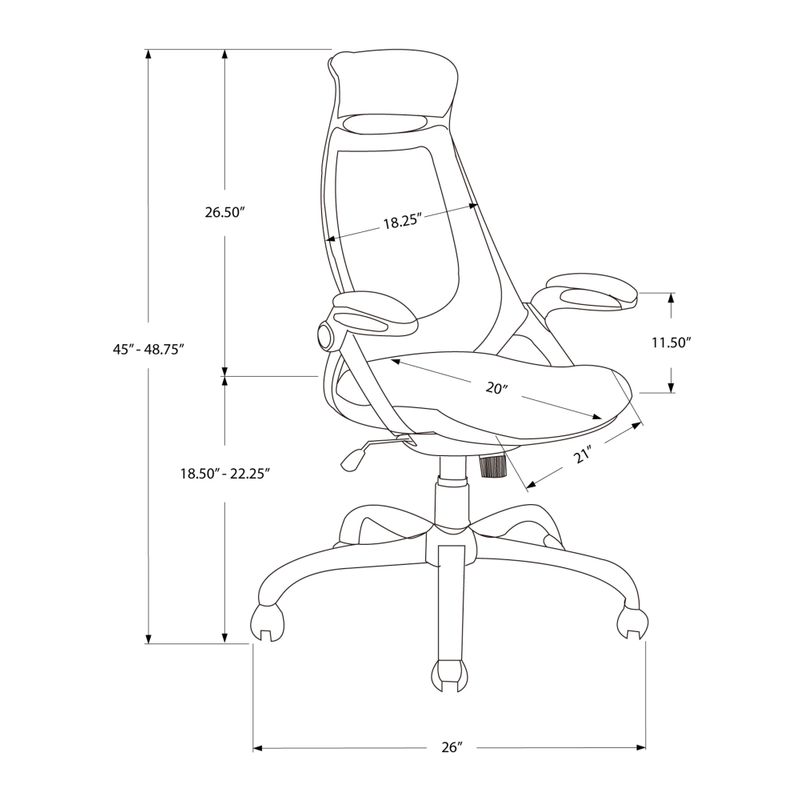 Office Chair/ Adjustable Height/ Swivel/ Ergonomic/ Armrests/ Computer Desk/ Work/ Metal/ Mesh/ Black/ Chrome/ Contemporary/ Modern