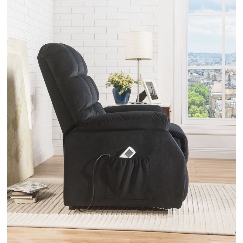 ACME Ipompea Recliner w/Power Lift & Massage, Black Velvet