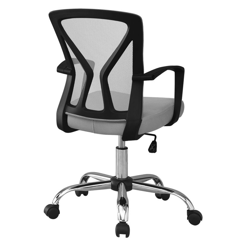 Office Chair/ Adjustable Height/ Swivel/ Ergonomic/ Armrests/ Computer Desk/ Work/ Metal/ Fabric/ Grey/ Chrome/ Contemporary/ Modern