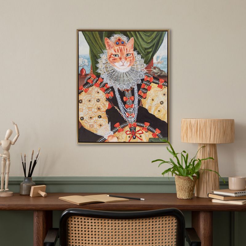 Queen Belle Pet Portrait Kitty Queen Belle Framed Canvas Wall Art See below