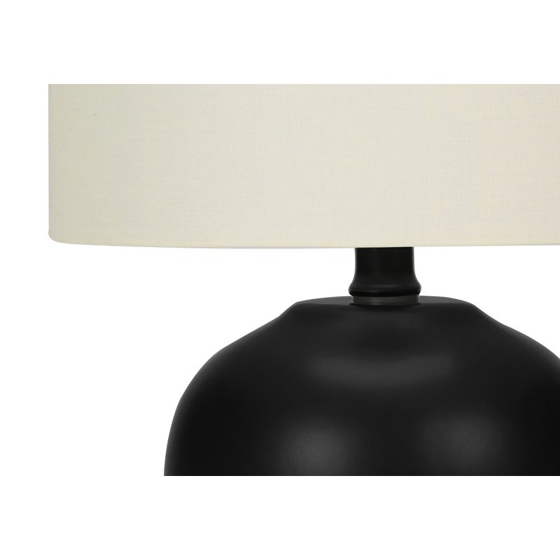 Lighting - 17"H Table Lamp Black Ceramic / Ivory Shade