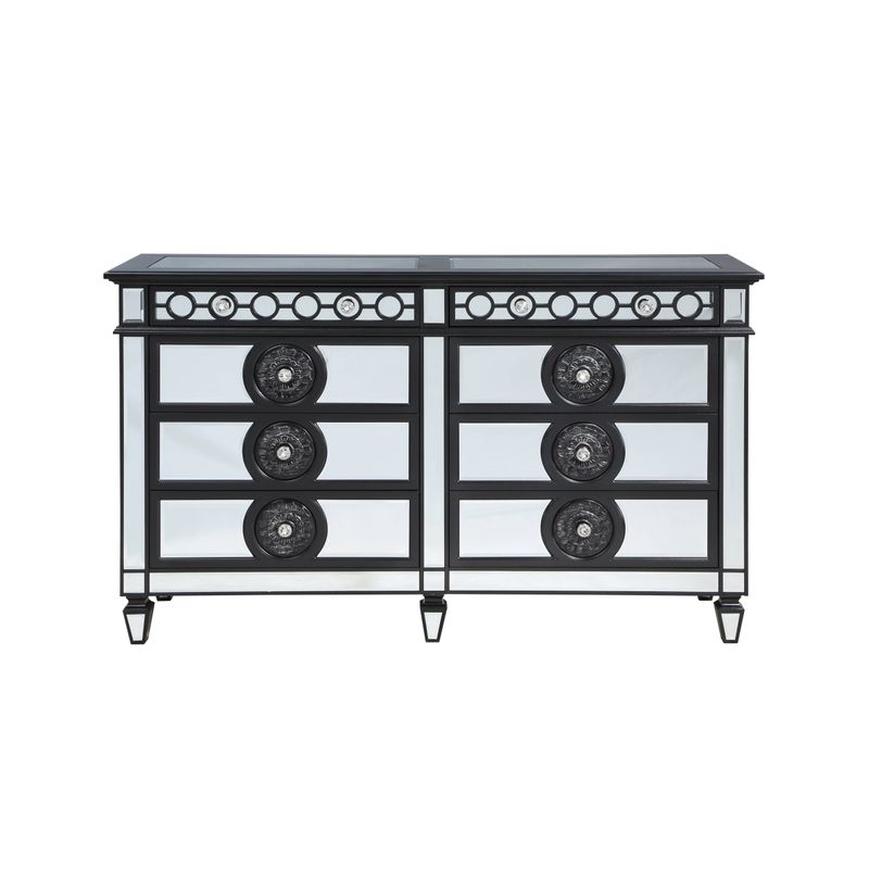 ACME Varian II Dresser, Mirrored, Black & Sliver Finish