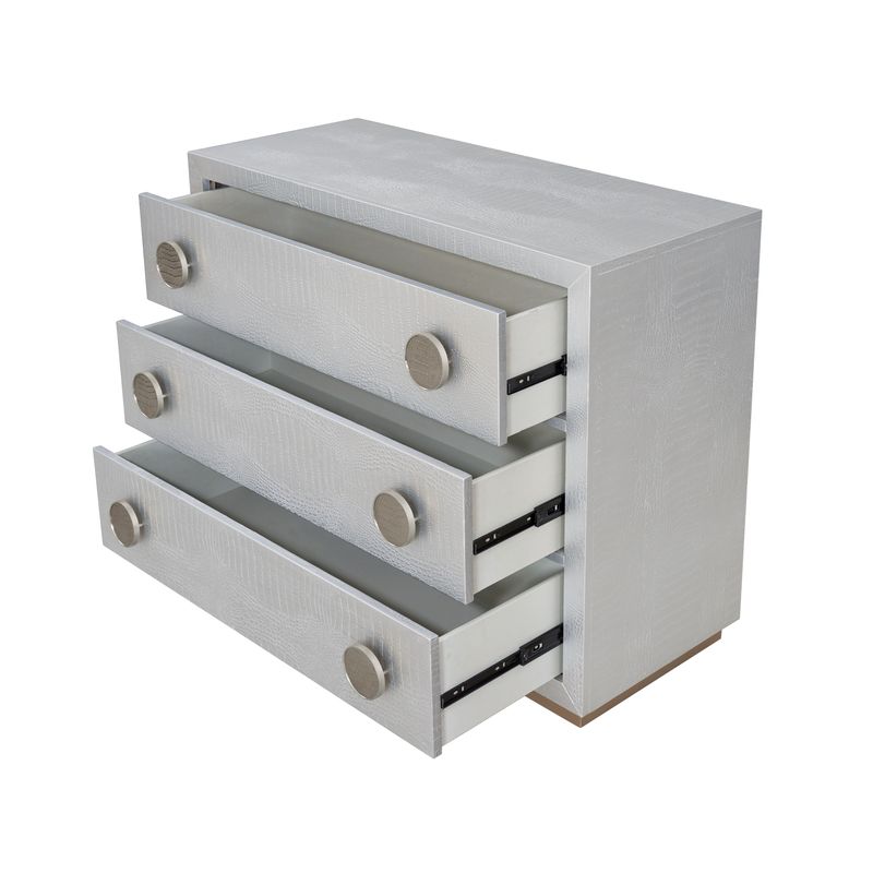 ACME Anpu Console Cabinet, Silver Faux Crocodile Skin Finish