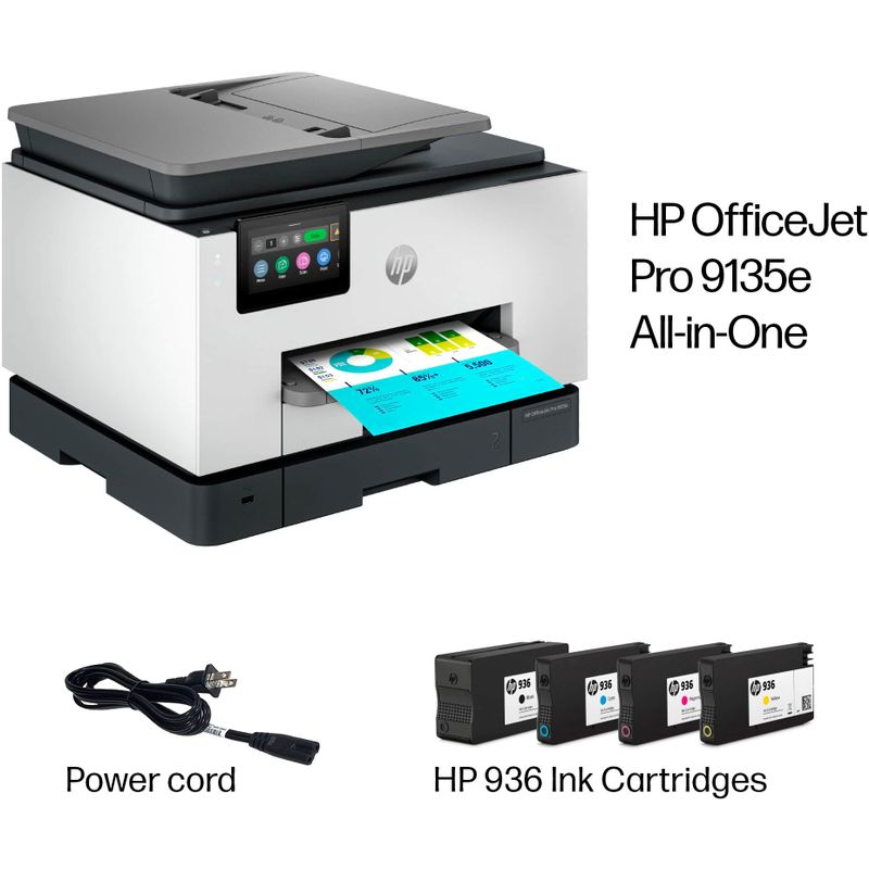 HP - OfficeJet Pro 9135e Wireless All-In-One Inkjet Printer with 3 months of Instant Ink Included with HP+ - White