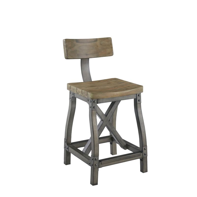 Tatum Oak/Silver Counter Stool with Back