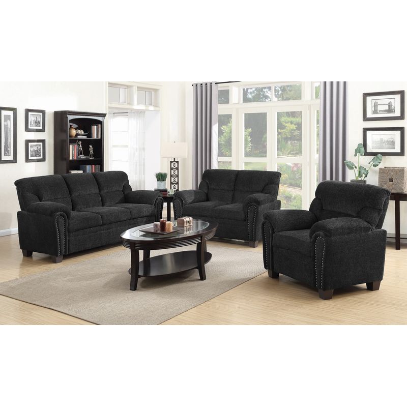 Clemintine Upholstered Loveseat with Nailhead Trim Graphite