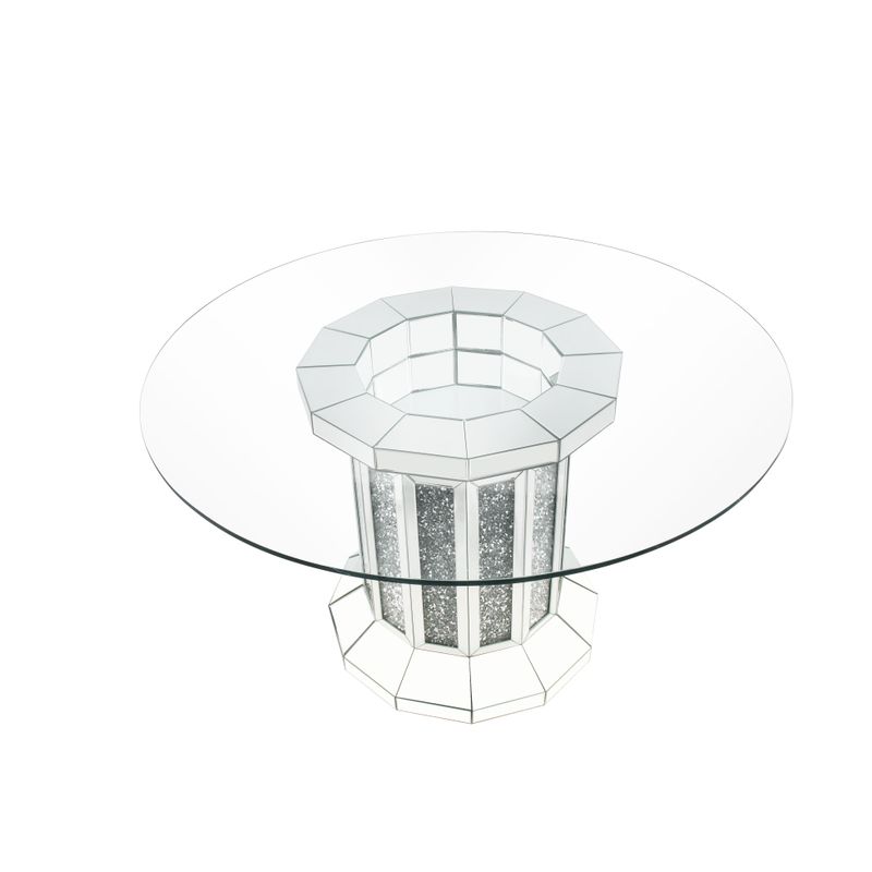 ACME Noralie Dining Table, Mirrored & Faux Diamonds