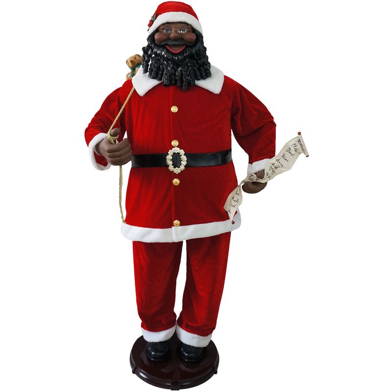 Christmas Time 58-In. African American Dancing Santa Claus with Naughty & Nice List, Animated Indoor Christmas Holiday Home Decor
