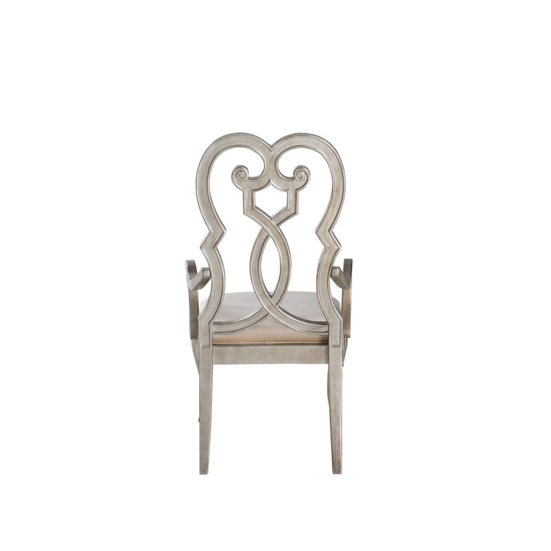 ACME Esteban Arm Chair (Set-2), Ivory Velvet & Antique Champagne Finish