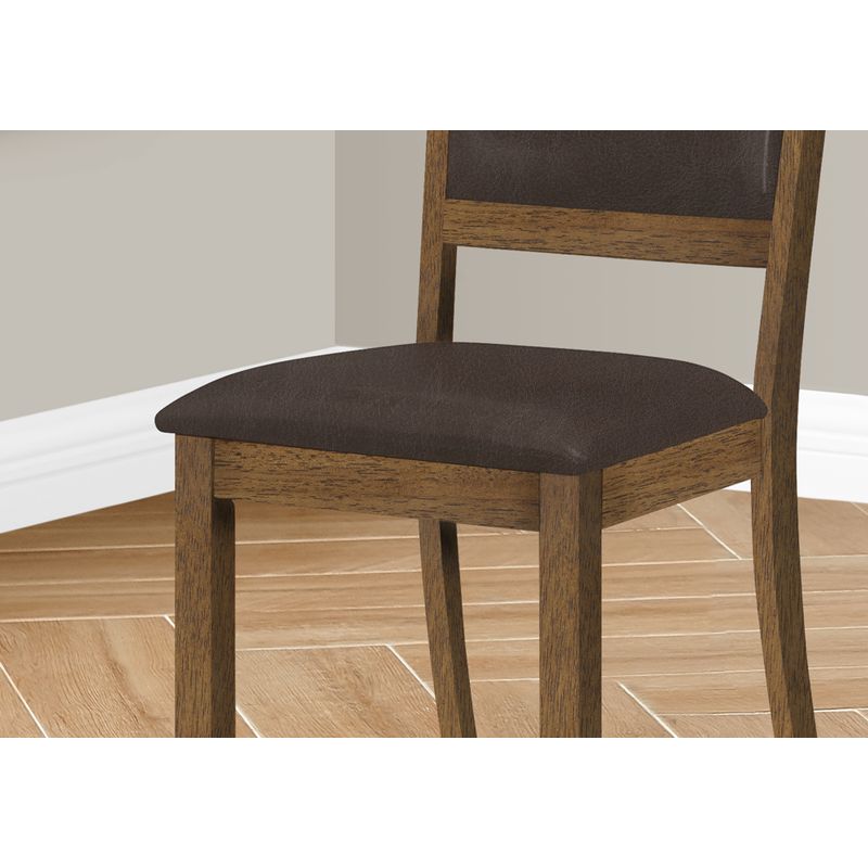 Dining Chair/ Set Of 2/ Side/ Upholstered/ Kitchen/ Dining Room/ Pu Leather Look/ Wood Legs/ Brown/ Transitional