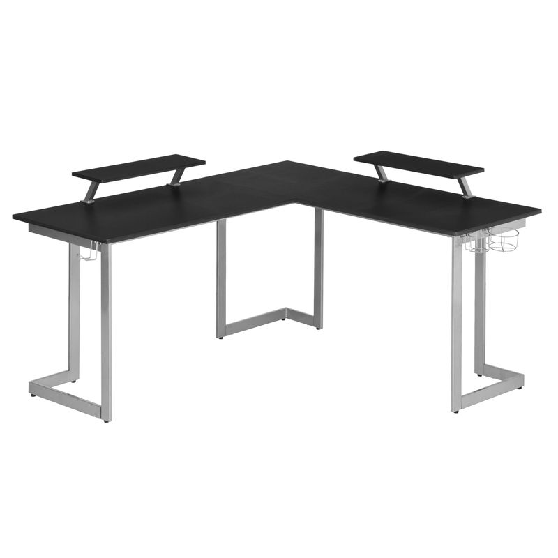 Warrior L-Shaped Gaming Desk, Black