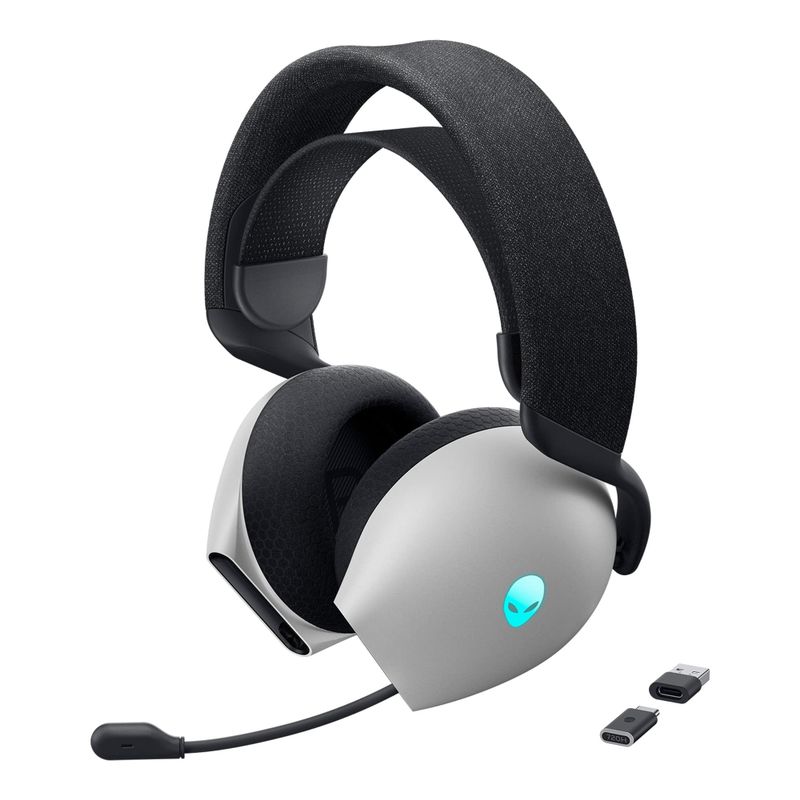 Alienware - Dual Mode Wireless Gaming Headset for Xbox, PlayStation and Switch - Lunar Light