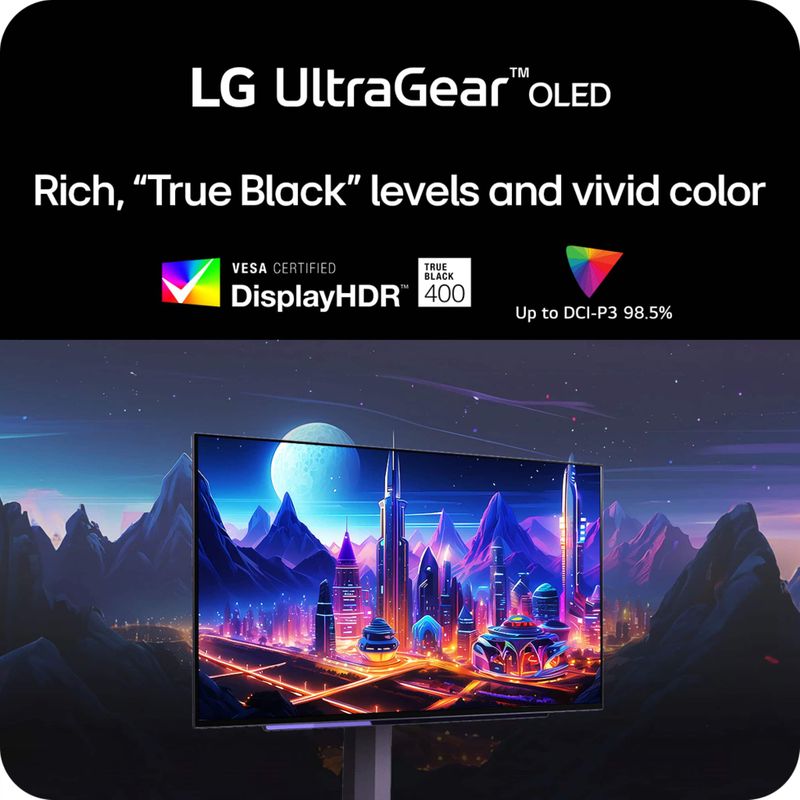 LG UltraGear 27" OLED QHD 240Hz 0.03ms FreeSync and NVIDIA G-SYNC Compatible Gaming Monitor with HDR400 - Black