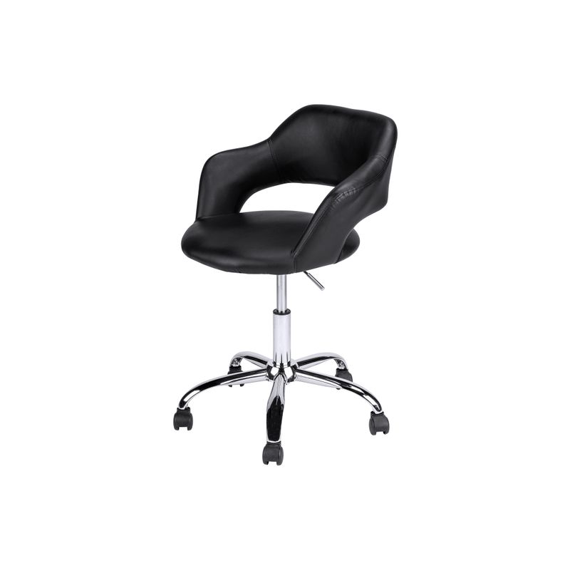 Office Chair/ Adjustable Height/ Swivel/ Ergonomic/ Armrests/ Computer Desk/ Work/ Metal/ Pu Leather Look/ Black/ Chrome/ Contemporary/ Mode