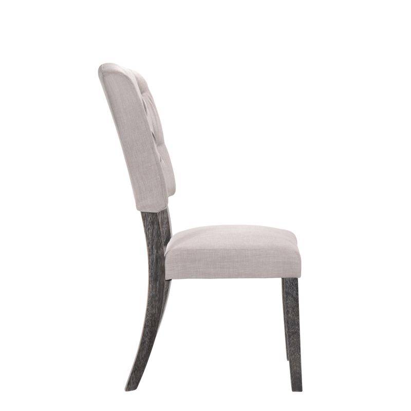 ACME Bernard Side Chair (Set-2), Linen & Weathered Gray Oak