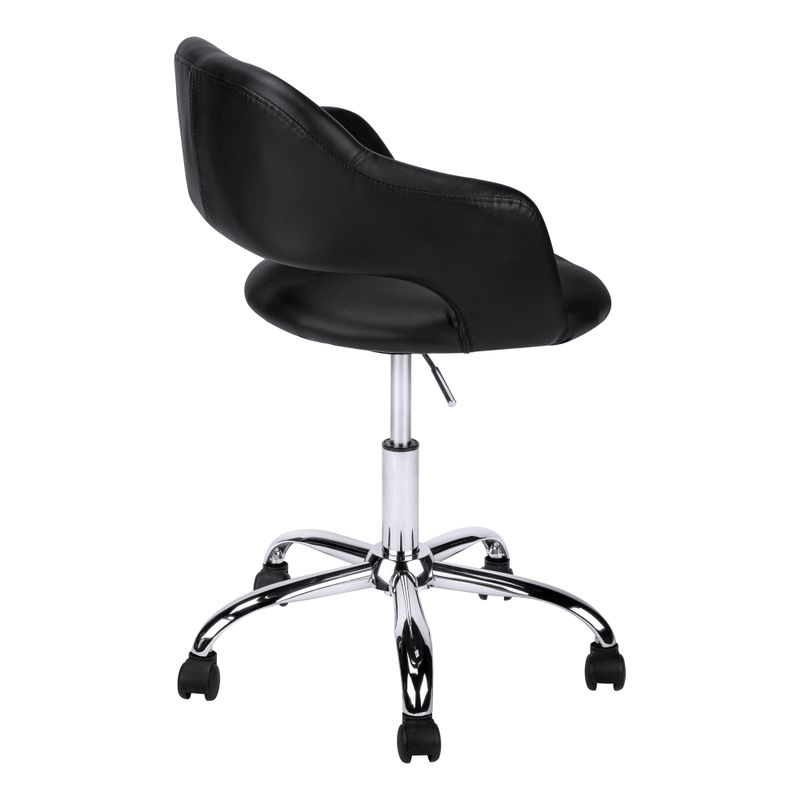 Office Chair/ Adjustable Height/ Swivel/ Ergonomic/ Armrests/ Computer Desk/ Work/ Metal/ Pu Leather Look/ Black/ Chrome/ Contemporary/ Mode