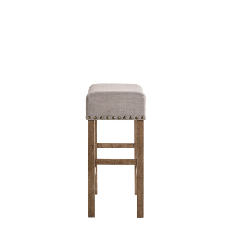 ACME Martha II Counter Height Stool (Set-2), Tan Linen & Weathered Oak