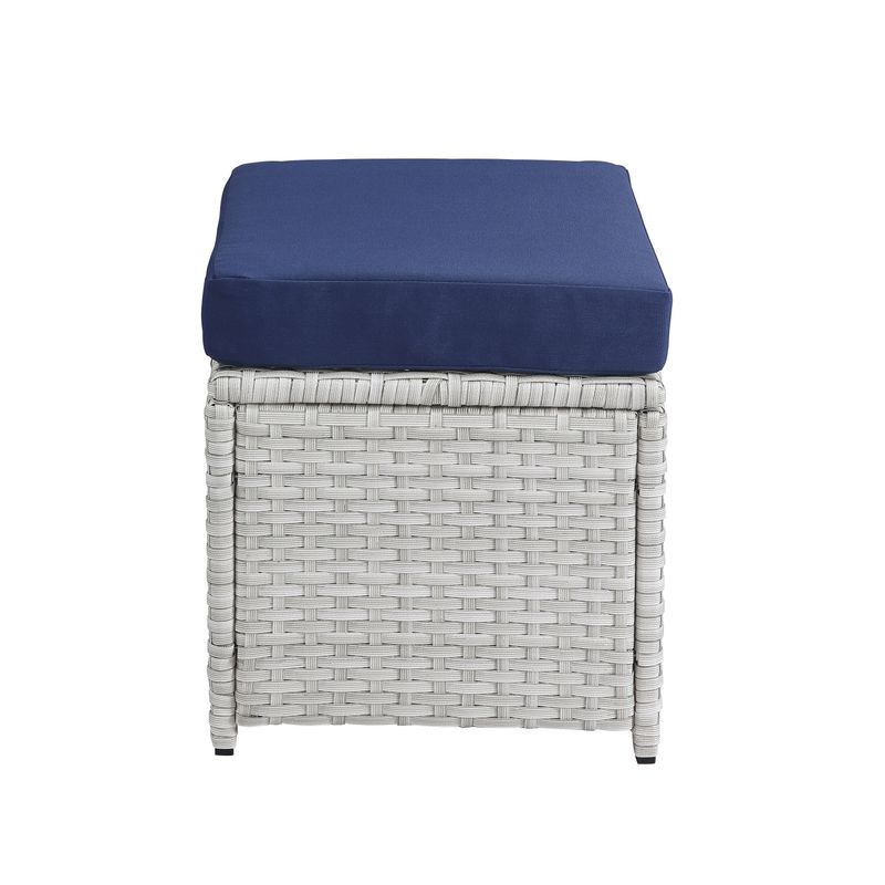 ACME Paitalyi 9Pc Bistro Set, Blue Fabric & Wicker