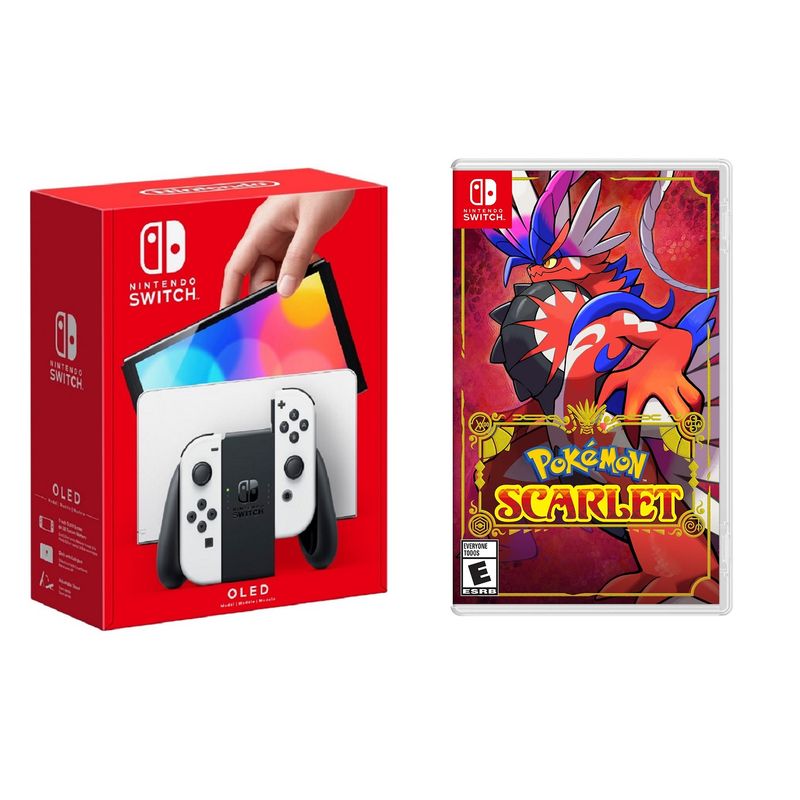 Nintendo - Switch OLED White + Pokémon Scarlet BUNDLE