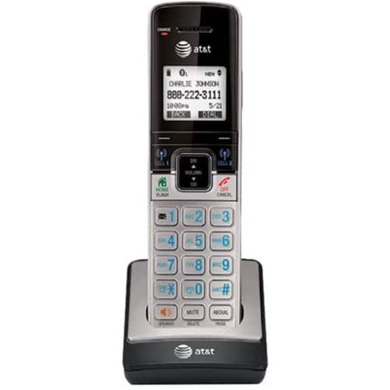 AT&T - TL96423 DECT 6.0 Expandable Cordless Phone with Bluetooth Connect to Cell with 4 Handsets - Silver/Black