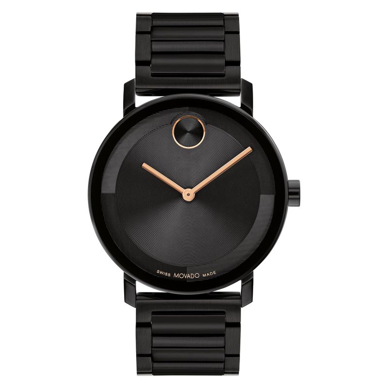 Movado - Men's Bold Evolution 2.0 Rose Gold & Black Ion-Plated Watch Black Dial