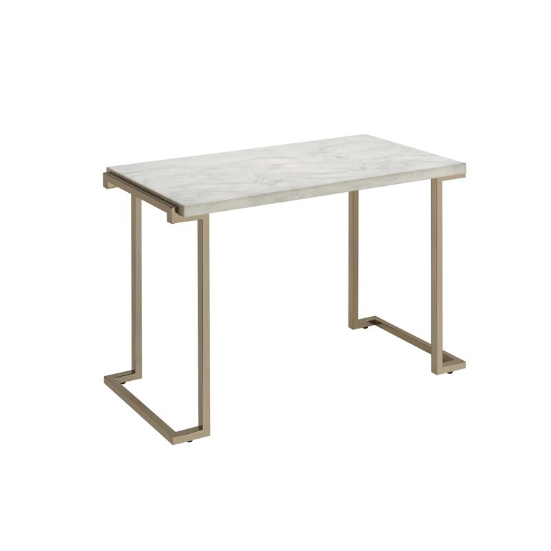 ACME Boice II Sofa Table, Engineering Stone Top & Champagne