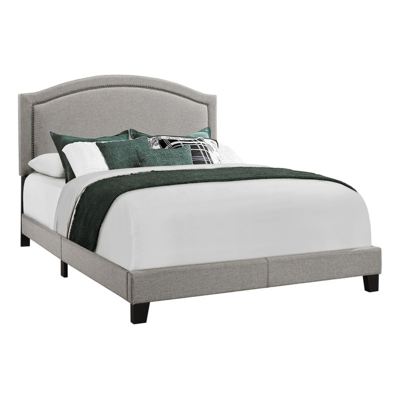 Bed - Queen Size / Grey Linen With Chrome Trim