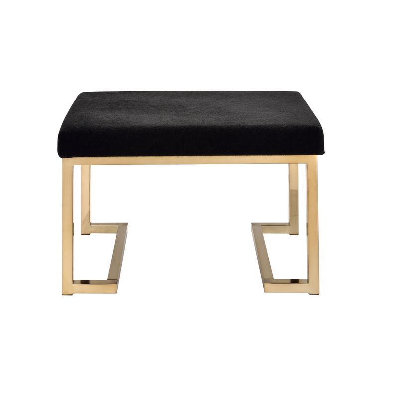 ACME Boice Ottoman, Short Haired Faux Fur & Champagne