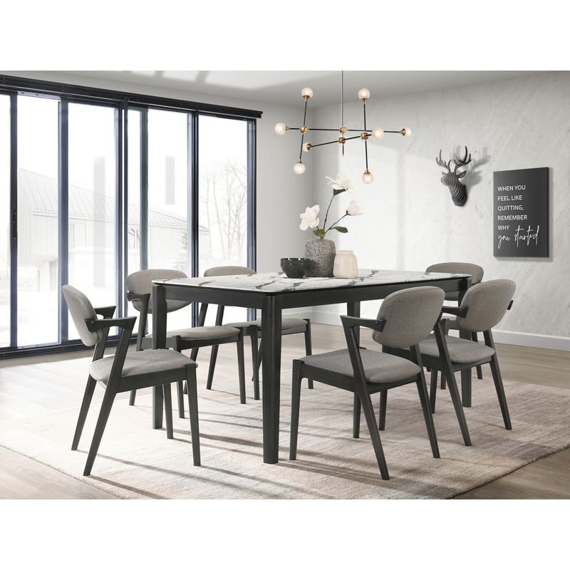 Stevie Rectangular Dining Table with Faux Marble Top White and Black