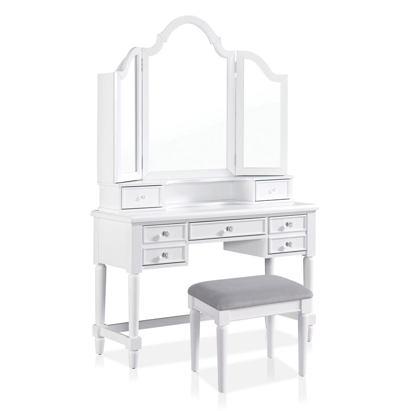 Traditional Solid Wood 3-Piece Vanity Set in White