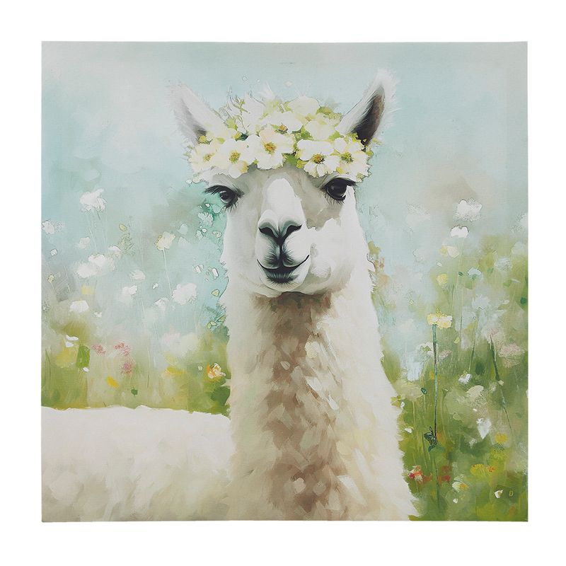 Llama/Green Multi Sunshine Animals Llama Canvas Wall Art See below