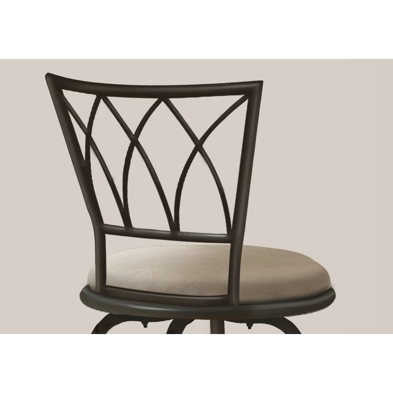 Bar Stool/ Set Of 2/ Swivel/ Bar Height/ Metal/ Fabric/ Brown/ Beige/ Contemporary/ Modern