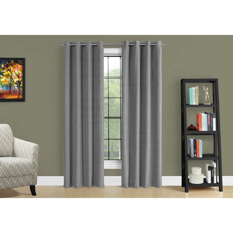 Curtain Panel/ 2pcs Set/ 54"W X 95"L/ 100% Blackout/ Grommet/ Living Room/ Bedroom/ Kitchen/ Thermal Insulation/ Polyester/ Grey/ Contempora