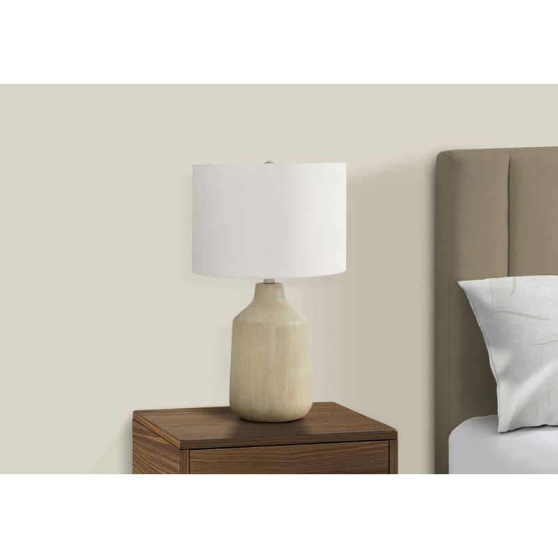 Lighting - 24"H Table Lamp Beige Concrete / Ivory Shade