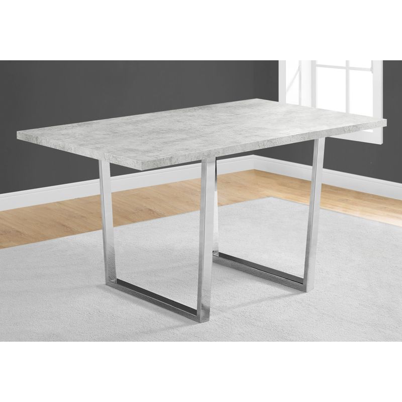 Dining Table - 36"X 60" / Grey Cement / Chrome Metal