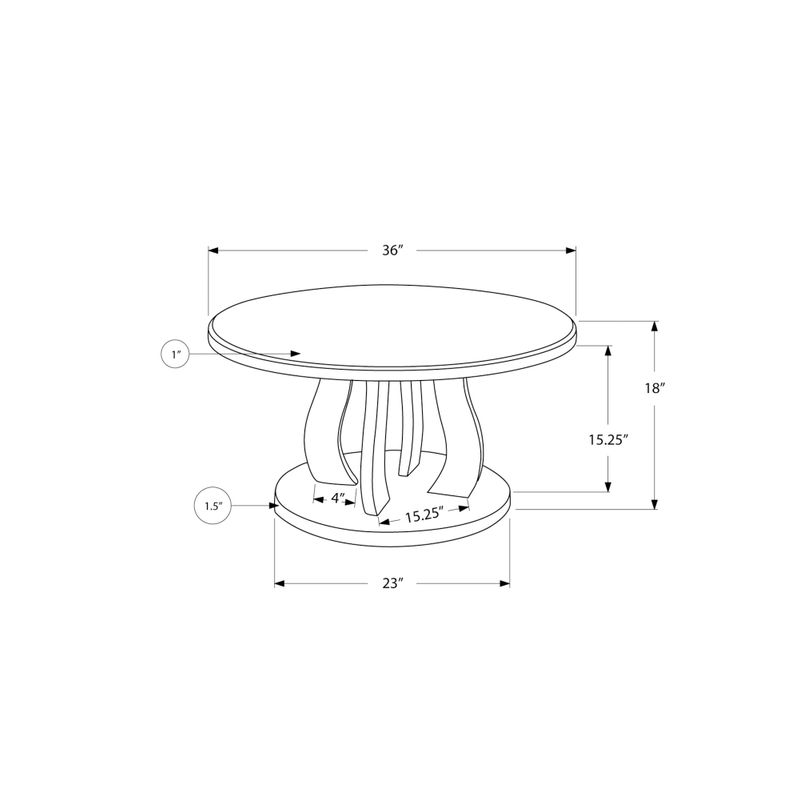 Coffee Table - 36"Dia / Brushed Silver / Mirror