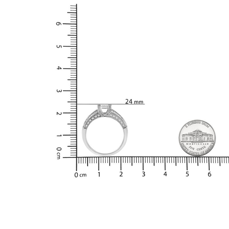 .925 Sterling Silver 3/4 Cttw Prong Set Round Diamond Composite Engagement Ring and Band Set (I-J Color, I3 Clarity) - Size 11