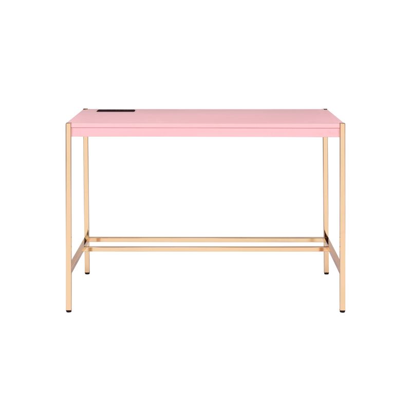ACME Midriaks Writing Desk w/USB, Pink & Gold Finish