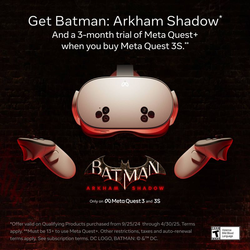 Meta Quest 3S 128GB Get Batman Arkham Shadow and a 3-Month Trial of Meta Quest+ Included All-In-One Headset - White